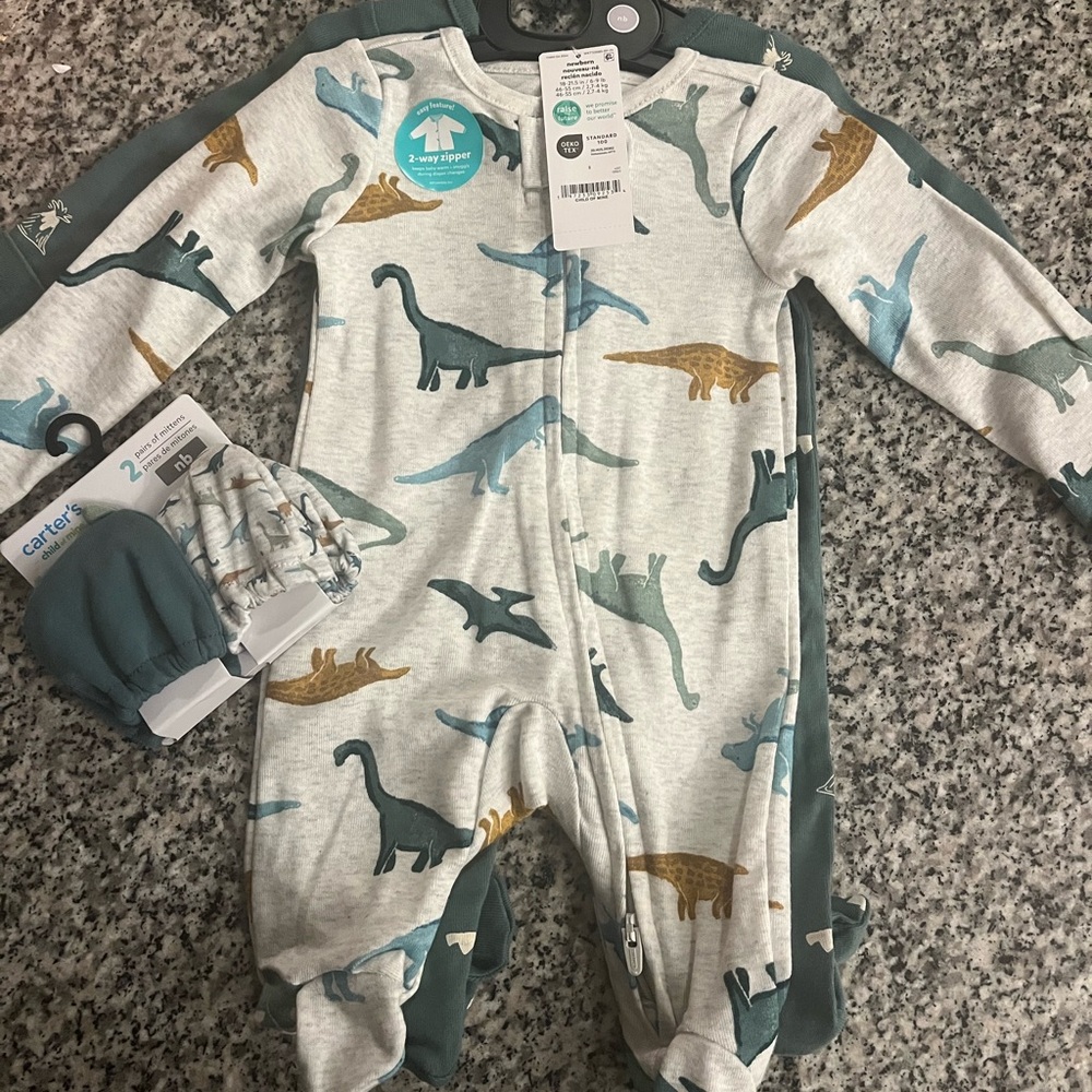 Carter’s Dinosaur Print One Piece set - Gray and Green